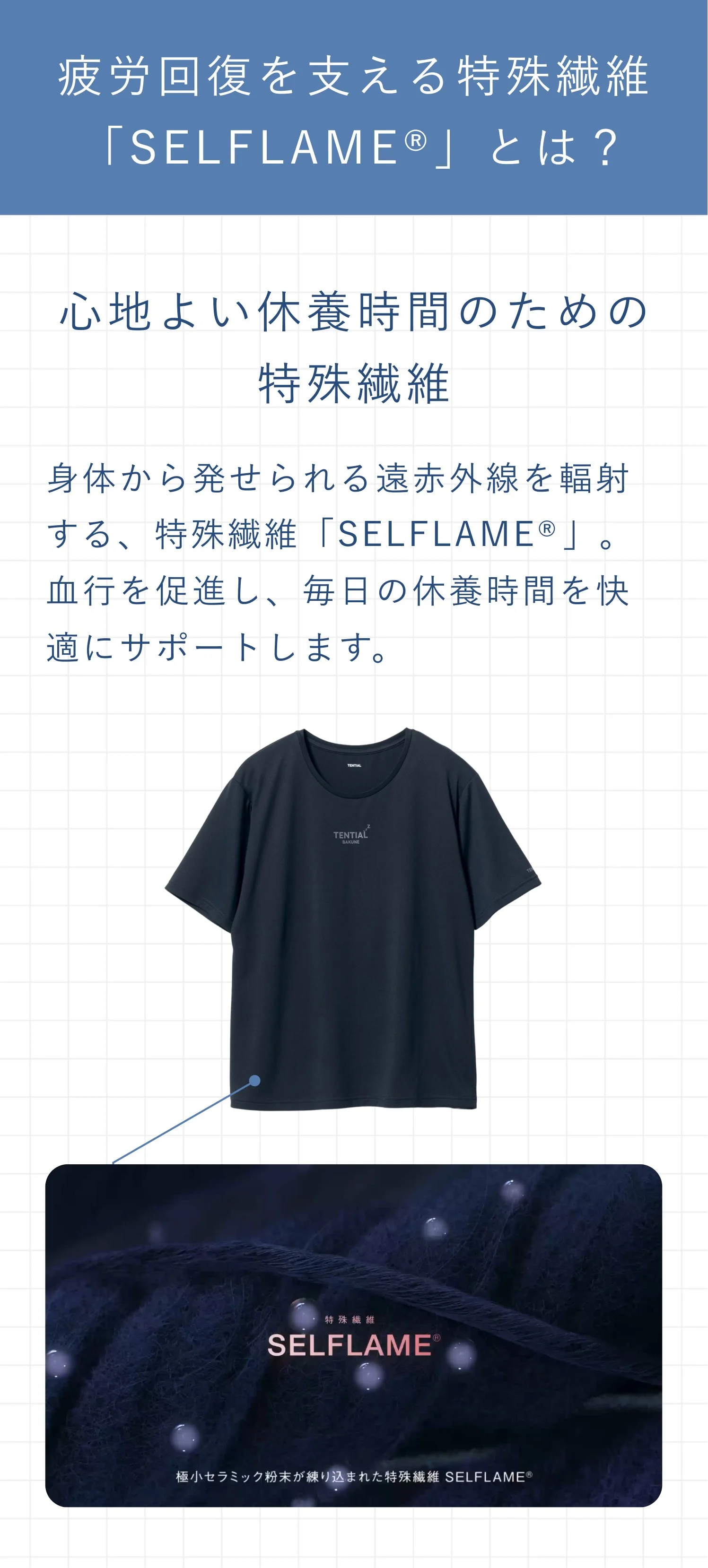 疲労回復を支える特殊繊維SELFLAMEとは？